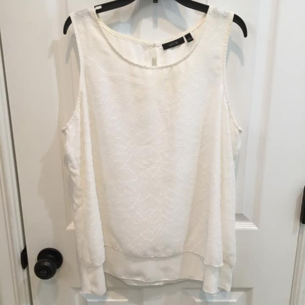 White Sleeveless Blouse with Dot Detail
